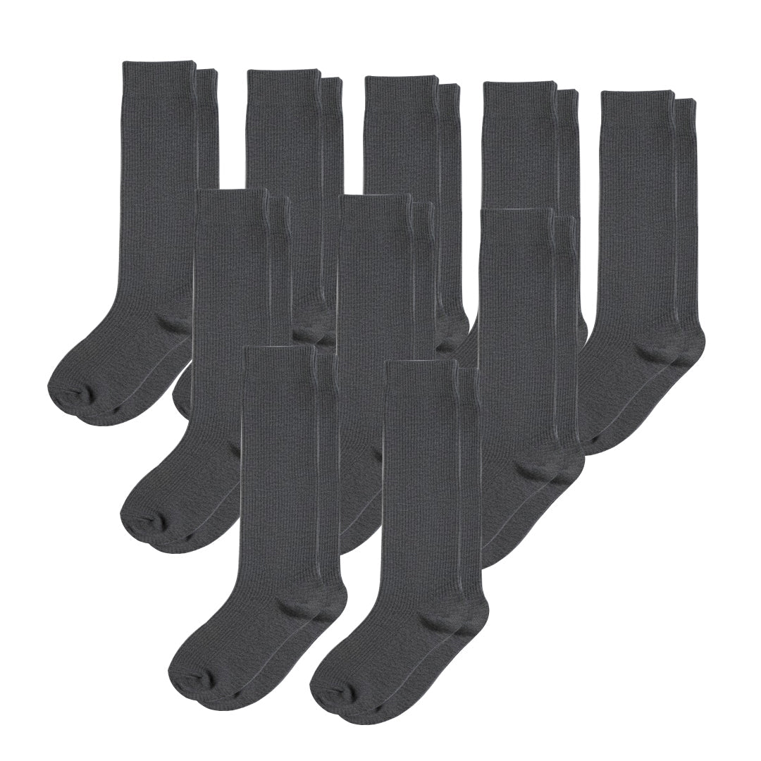 10-Pack Padded Extra-Stretch Crew Socks - Grey