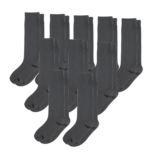 10-Pack Padded Extra-Stretch Crew Socks - Grey