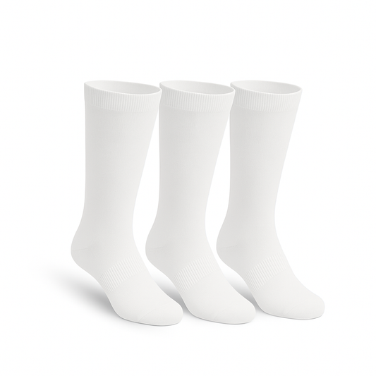 3-Pack Full White Extra-Stretch Crew Socks