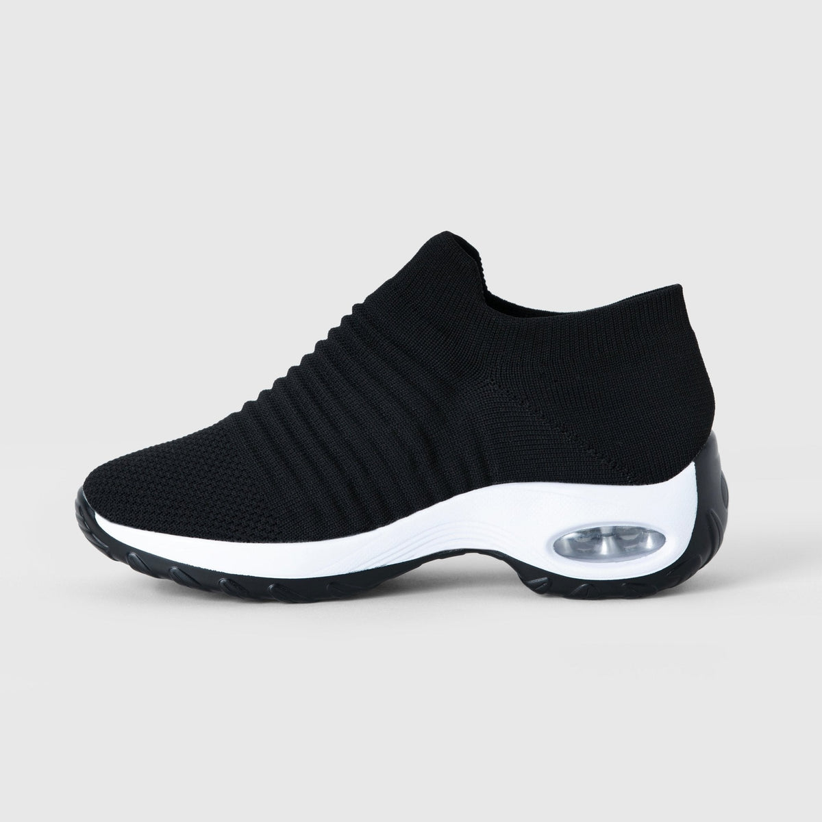 Breathable No-Tie Stretch Shoes - Black White