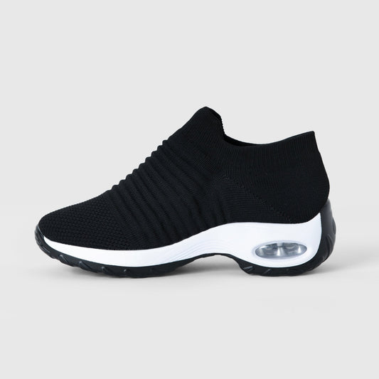 Breathable No-Tie Stretch Shoes - Black White