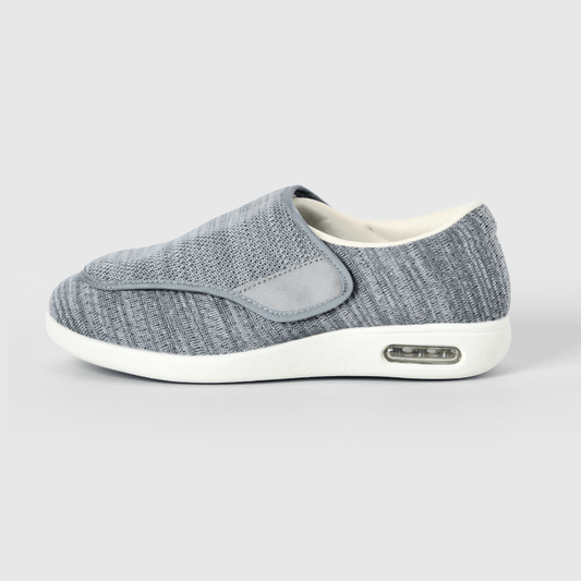 Chloe Stretch No-Tie Wide Shoes w/ Adjustable Closure - Silver