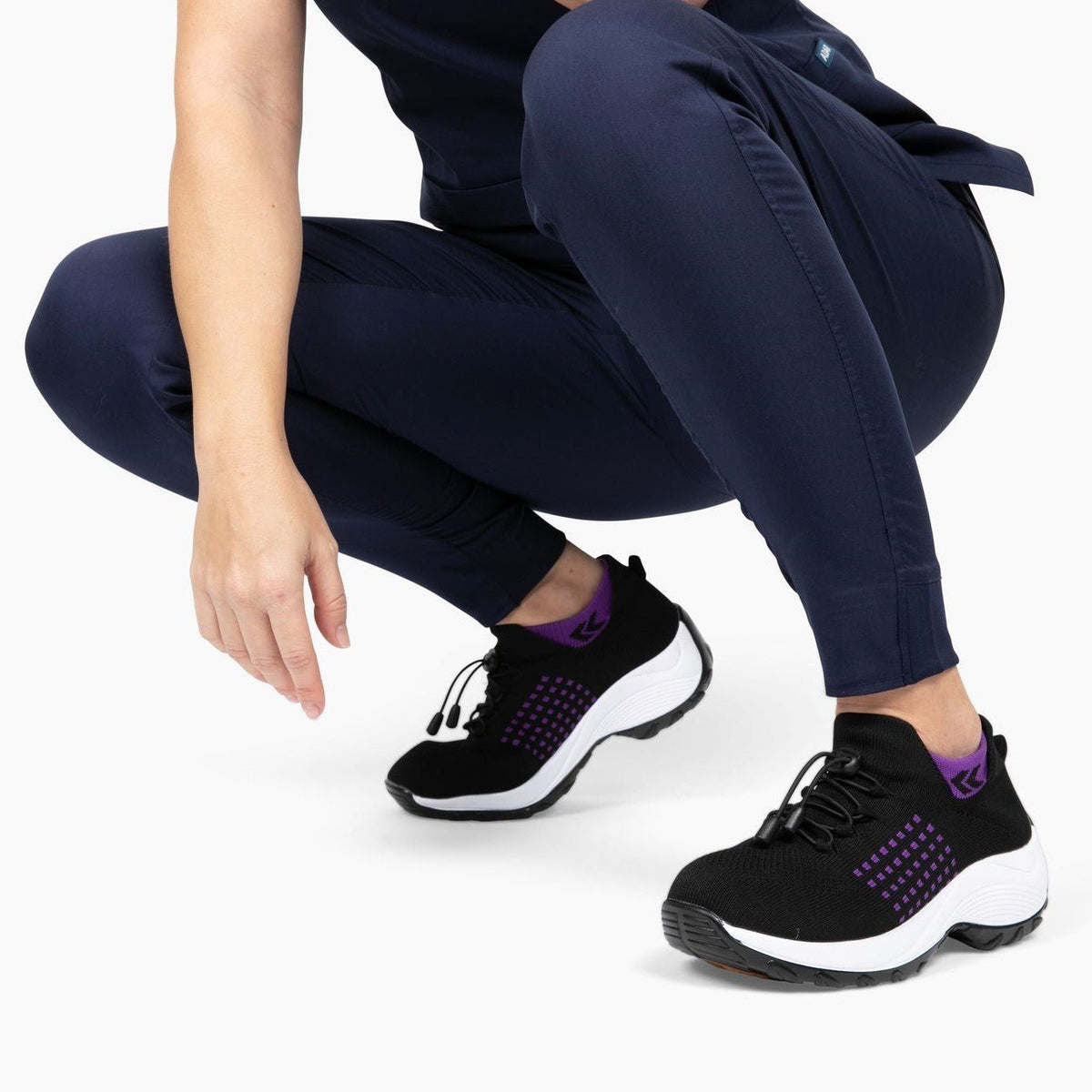 Non-Slip Healthcare Worker Ortho Stretch Cushion Shoes - Black Purple