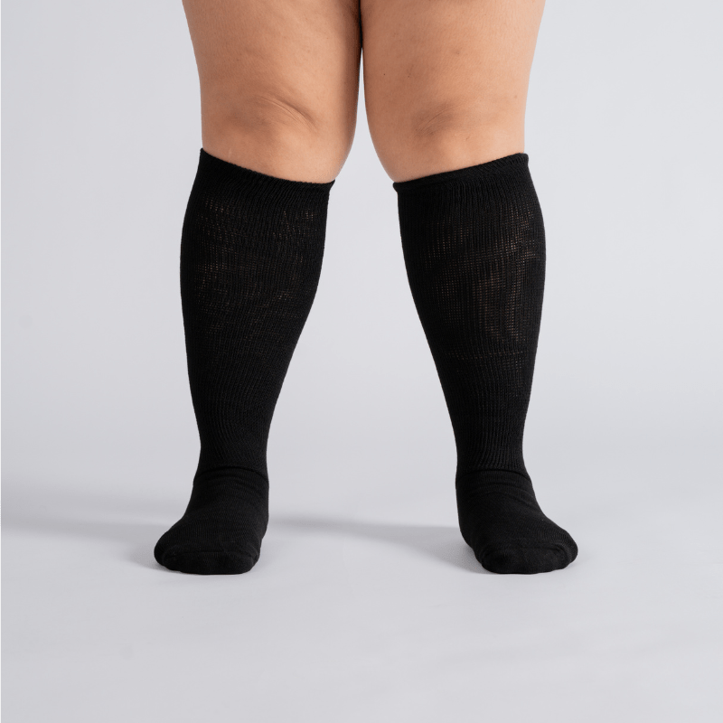 Padded Extra-Stretch Knee Socks - Black