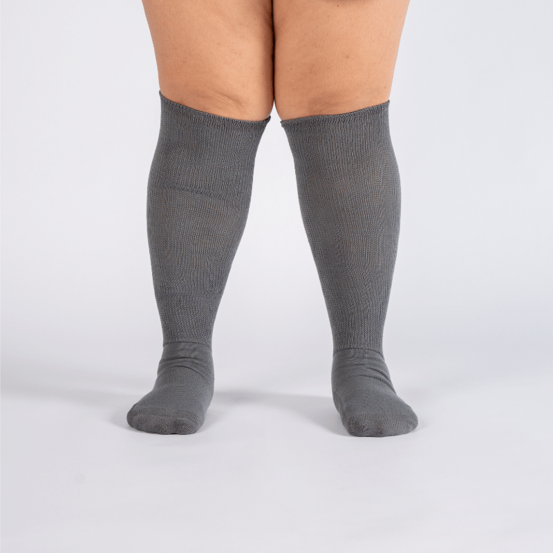 Padded Extra-Stretch Knee Socks - Grey