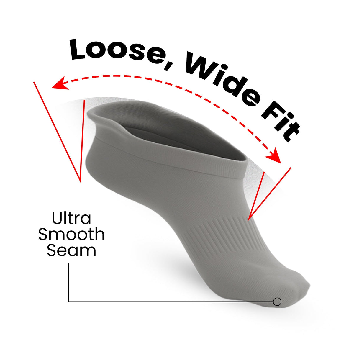 Padded Extra-Stretch Ankle Socks - Grey