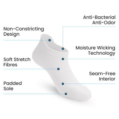 3-Pack Padded Extra-Stretch Ankle Socks - White