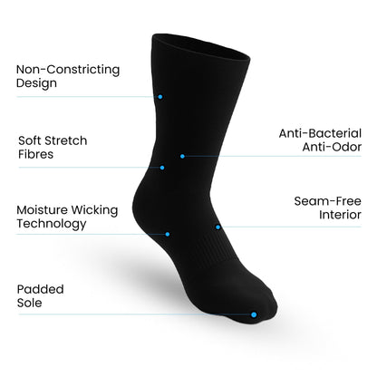3-Pack Padded Extra-Stretch Socks - Black (Knee, Crew, Ankle)