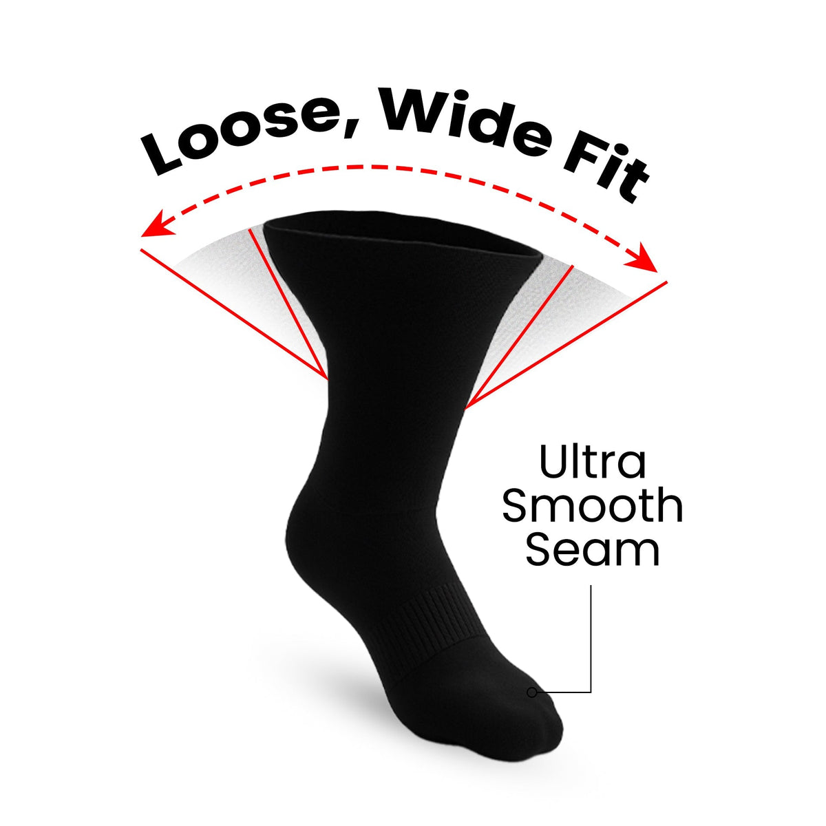 10-Pack Padded Extra-Stretch Crew Socks - Black
