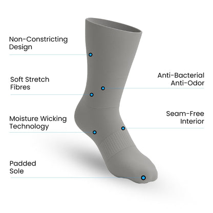 10-Pack Padded Extra-Stretch Crew Socks - Grey
