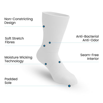 10-Pack Padded Extra-Stretch Crew Socks - White