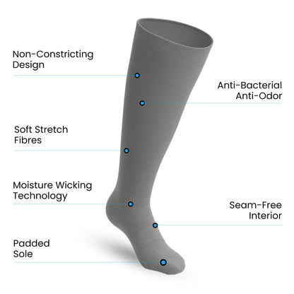 Padded Extra-Stretch Knee Socks - Grey