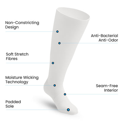 3-Pack Padded Extra-Stretch Knee Socks - White
